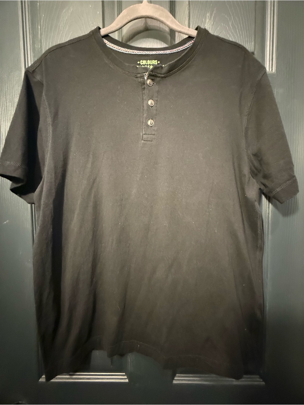 Colours Alexander Julian Men’s M Black Henley Organic Cotton Shirt EUC